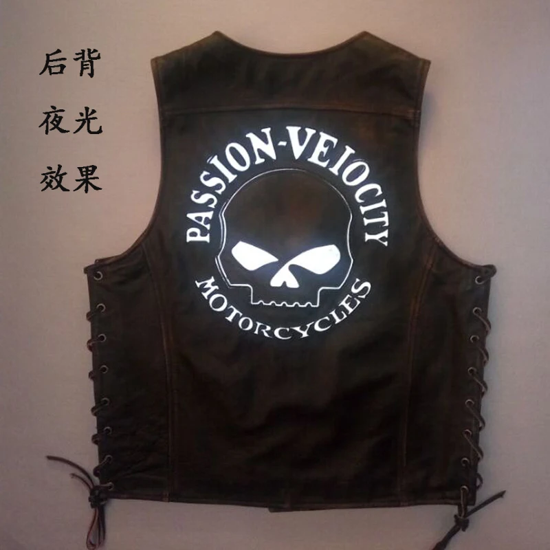 

Free Genuine shipping,100% leather men vest.Cool motorbiker mens vests,skull sleeveless leather jacket sales style