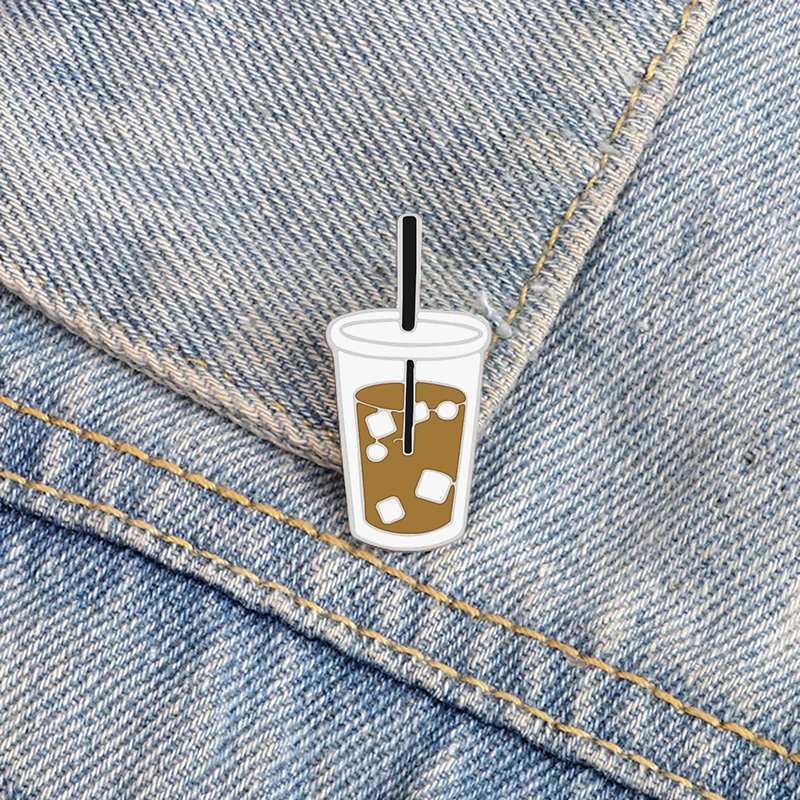 Эмалированные булавки в форме кофейной чашки фотографический маленький значок