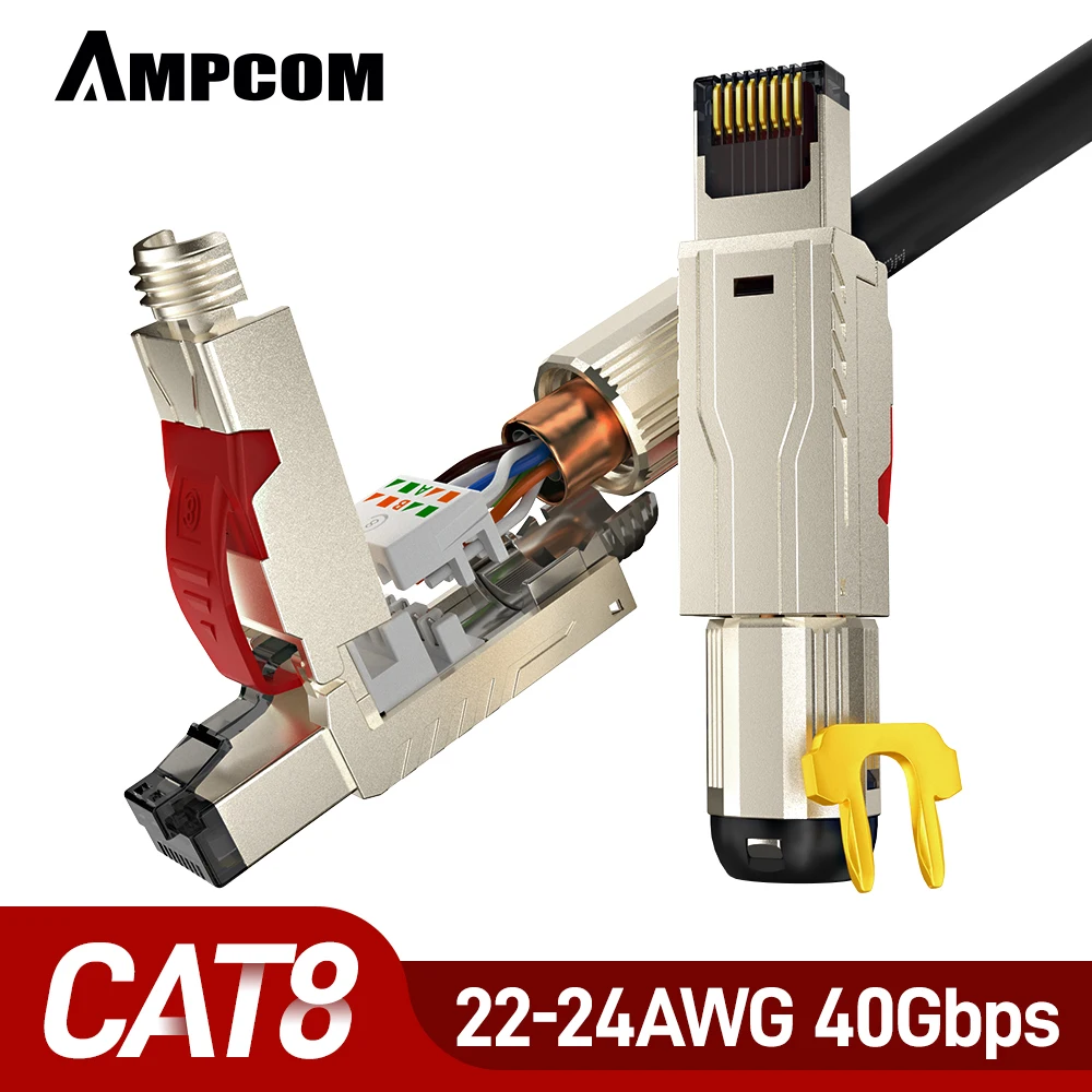 Защитная модульная штепсельная вилка AMPCOM Cat8 40 г 2 ГГц 22 24awg (подходит для кабеля Cat7A