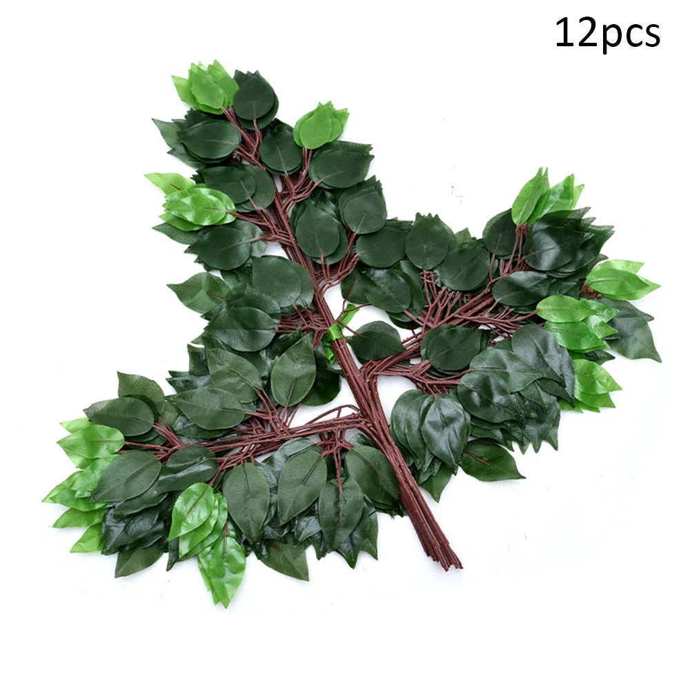12 шт. Искусственный лист фикуса гинкго билоба пластиковые ветки дерева уличные