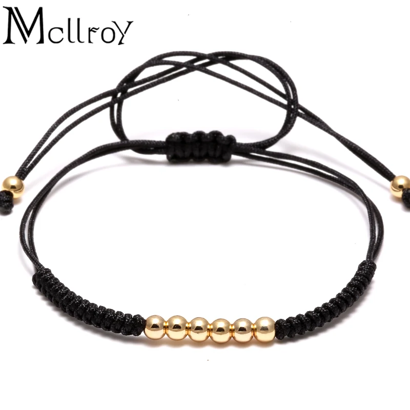 Мужской плетеный браслет Macrame mclroy четыре бусины из нержавеющей стали