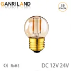 Светодиодная лампа Ganriland G40, Постоянныйпеременный ток, 12-24 В, 1 Вт, лампа накаливания, уличная гирлянда, сменная лампа, винтажная, теплая, 2200K, E14, E27, светодиодная лампа
