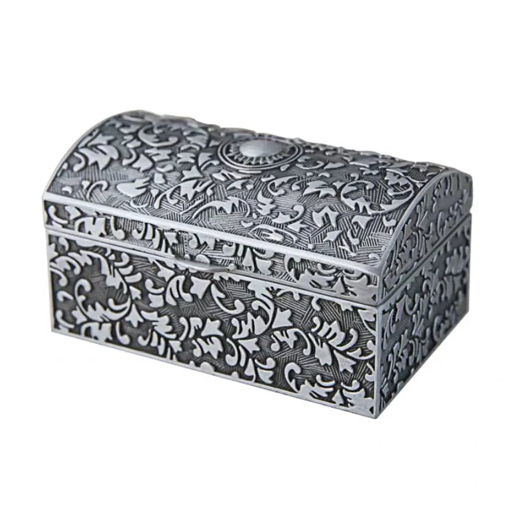 

Trinket Case Ring Rectangular Bracelet Storage Organizer Small Fashion Holder Jewelry Box Portable Vintage Metal Home Gifts