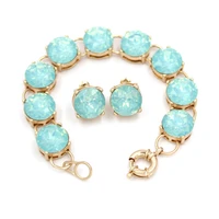 1 bracelet and 1 earrings set charm bracelet dot clear glass crystal jewelry set
