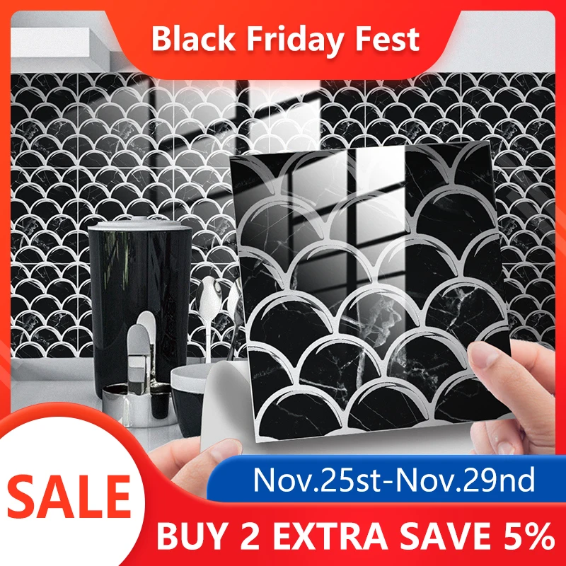 

25pcs Tile Sticker Imitation Marble Pattern Kitchen Bathroom Wallpaper Waterproof Self Adhesive Wall Sticker For Decoration