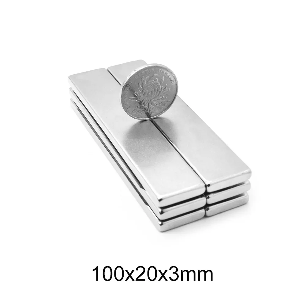Магнит неодимовый 100x20x3 мм сильный блочный 1~10 шт. 100x20x3мм.