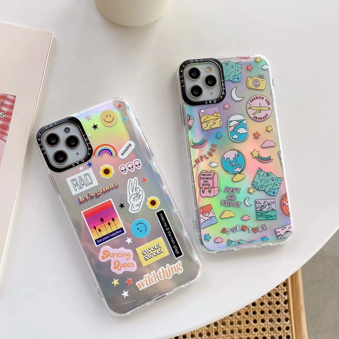 Модный милый Радужный телефонный чехол ins с лазерной картой для Apple iPhone 11 Pro X XS MAX SE