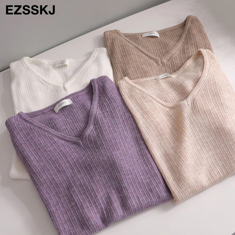 Футболка женская Базовая оверсайз с V образным вырезом и коротким