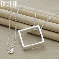 doteffil 925 sterling silver 18 inch chain square pendant necklace for women wedding engagement fashion charm jewelry