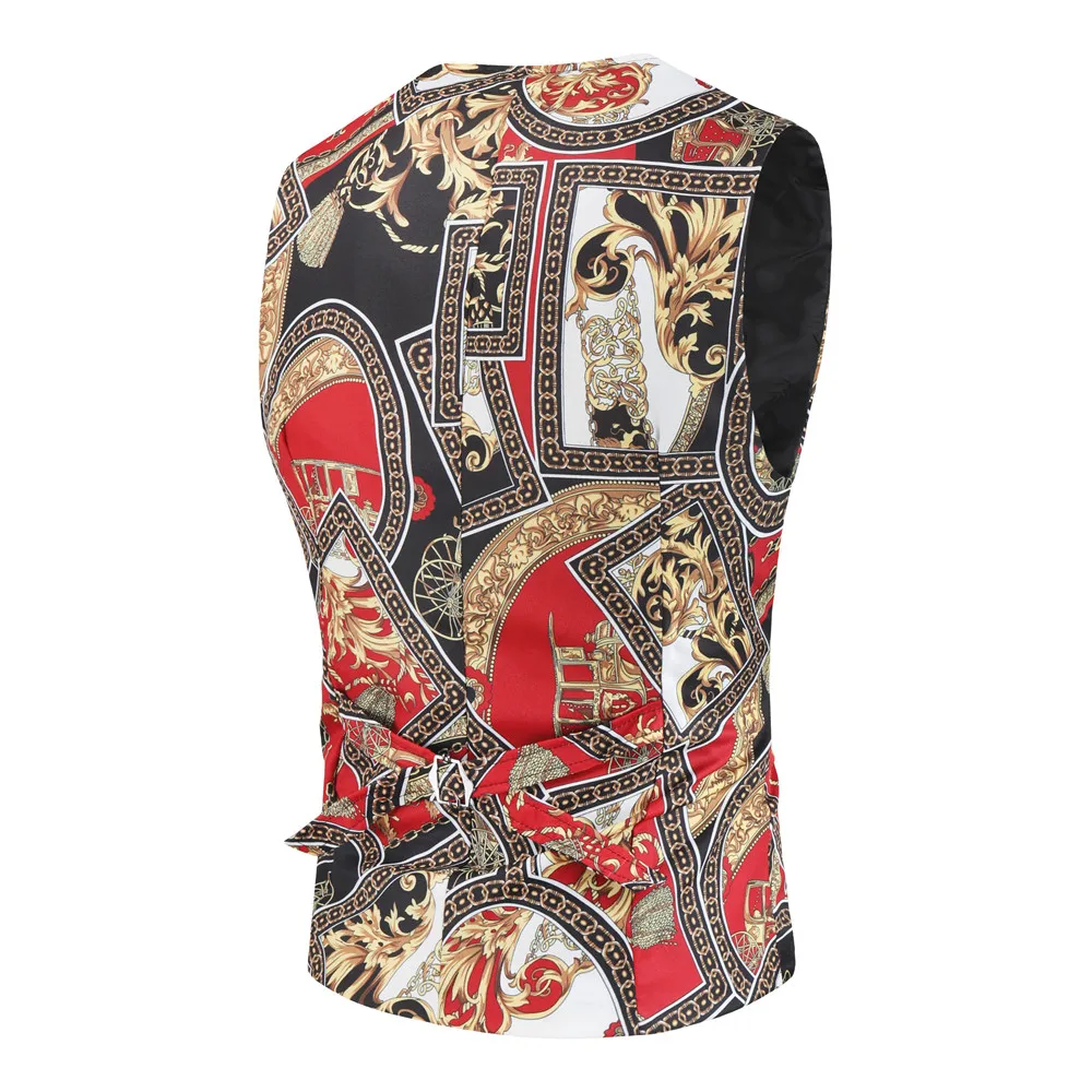 Мужской деловой жилет без рукавов с принтом пейсли в британском стиле