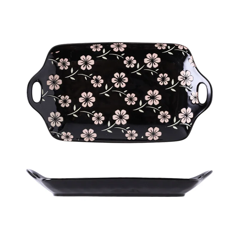 Nordic household 12 inch ceramic large fish plate double ear deep dish baking sushi tableware wholesale | Дом и сад