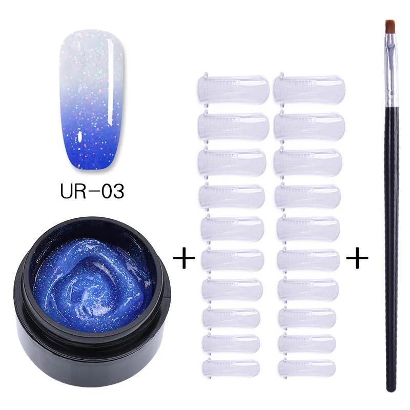 3Pcs set 3 UR SUGAR 15 мл голографический Блестящий Быстрый строительный поли набор для маникюра гель-лаком тепловой поли гель продлевающий половой акт лак кончик ногтей строительный УФ-гель - Цвет: 3Pcs set 3