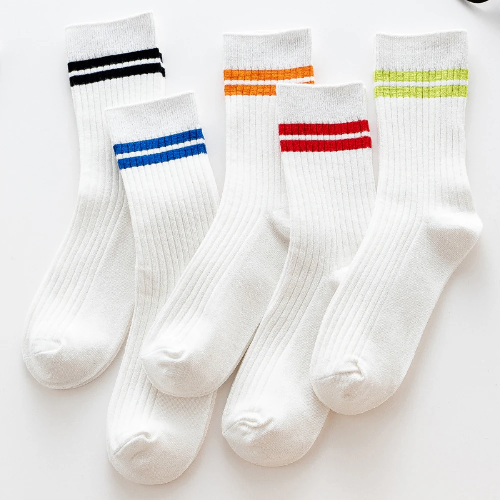 

10 Pairs/Lot Women's Socks Boy Girl Unisex Autumn Winter Cotton Long Socks White Color College Style Casual Sox Calcetines Mujer