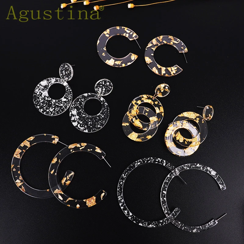 Прозрачные Акриловые висячие серьги женские модные круглые геометрические