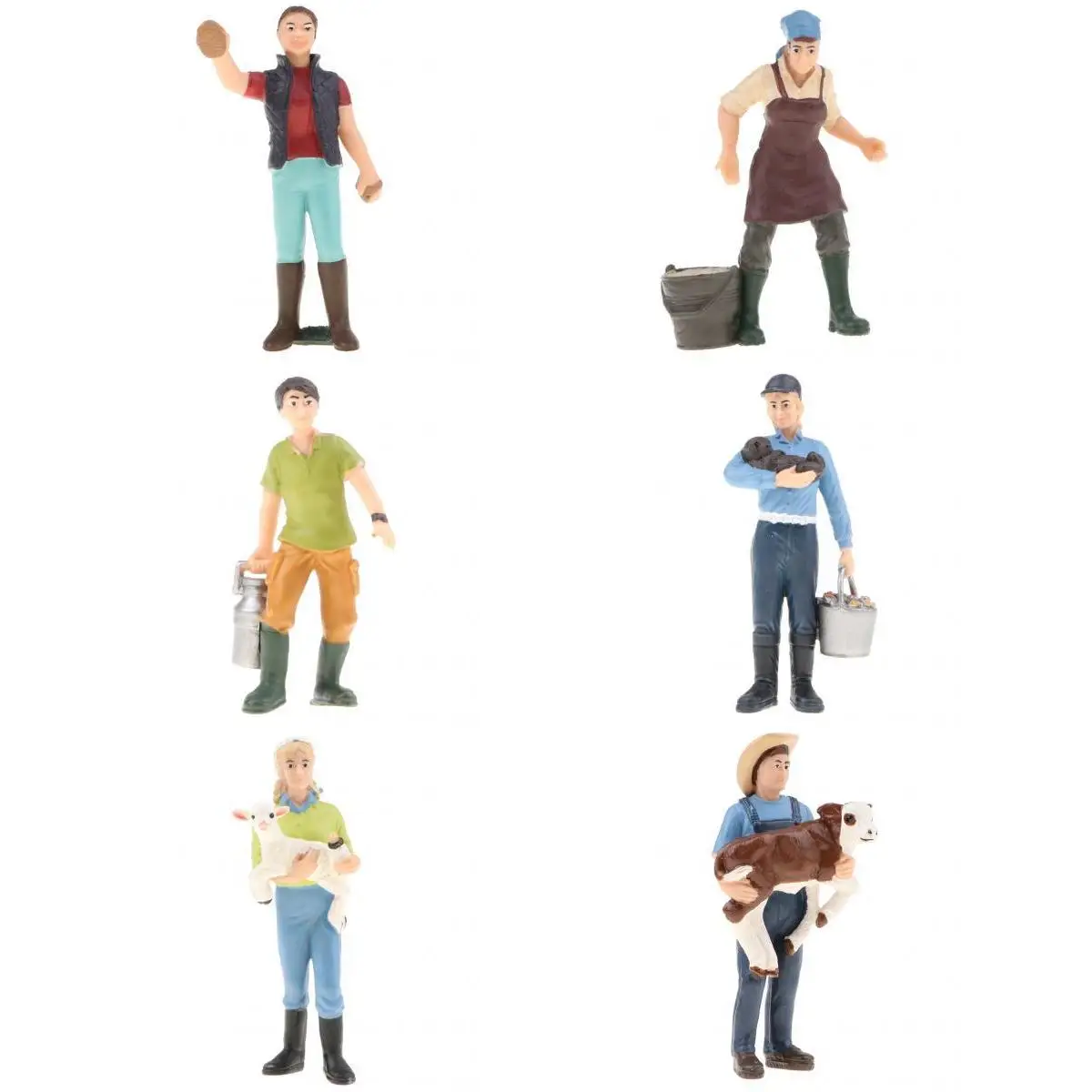 

6x PVC Action Figure Toy Simulation People Model Figure Farmer Peasant Toy