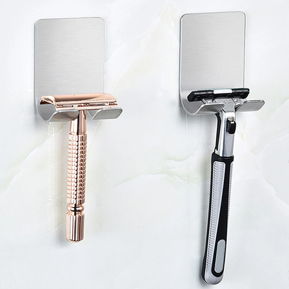 

Razor Holder Shaver Hook Hanger Stand Self Adhesive Stainless Steel Heavy Duty Utility Storage Shower Hook Bathroom Organizer