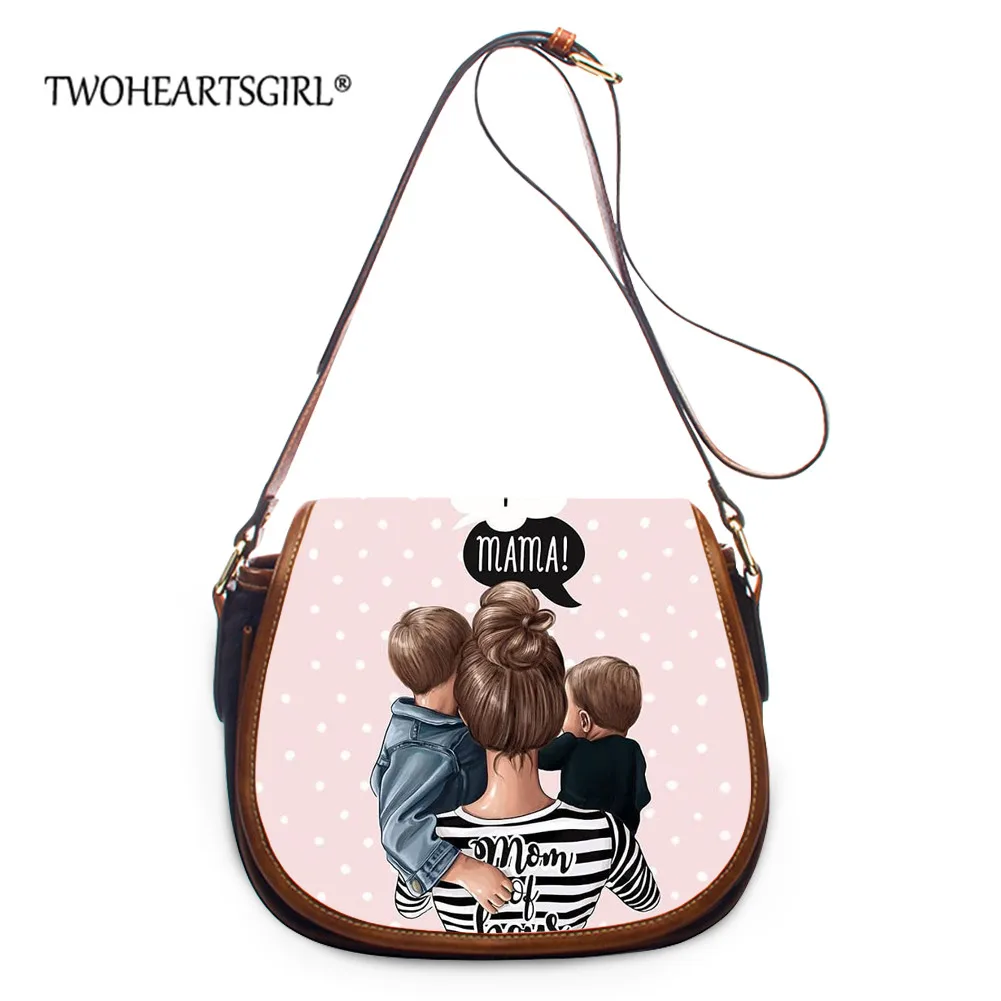 

Twoheartsgirl Super Mom Prints Ladies Shoulder Bag Messenger Bag Fashion PU Leather Crossbody Bag Women Shoulder Bags Leisure