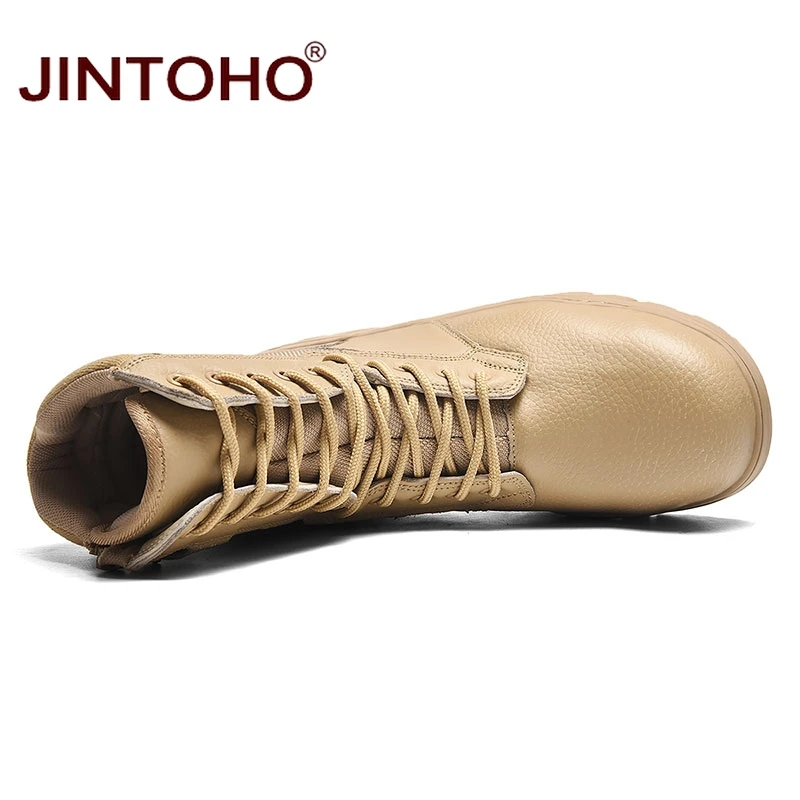 JINTOHO/зимние мужские ботинки из натуральной кожи; рабочие ботинки до середины икры; зимняя обувь из натуральной кожи; мужские ботинки