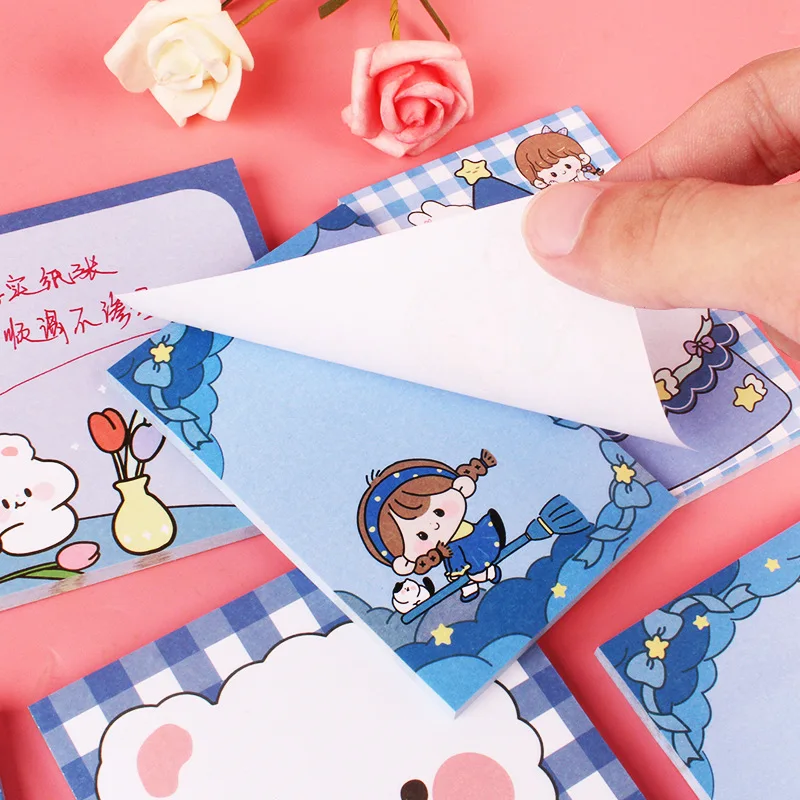 

50Page Japanese Cartoon Sticky Notes Girl Student Office Plan Notebook Message Stickers Stationery Memo Pads School Supplies Tag