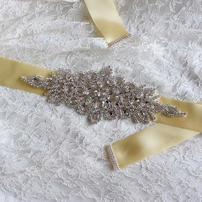 Handmade Bridal Sash Wide Belts Crystal Bridal Belt Ribbon Rhinestone Czech Stone Jewelry Dress Waistband Wedding Accessories