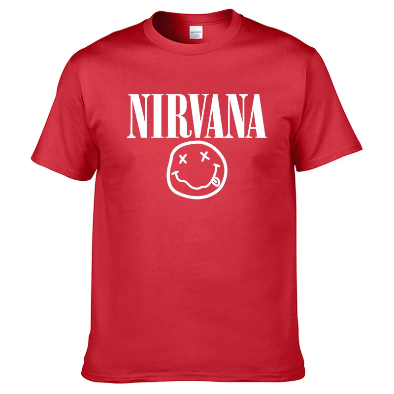 Nirvana хип-хоп Мужская футболка Летняя рок-группа Харадзюку Футболка с принтом хлопок Удобная уличная одежда Свободный Топ с круглым вырезом