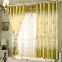 1 piece printed leaf short curtains for kitchen mondern curtain for living room bedroom floral cloth drape door window grommet