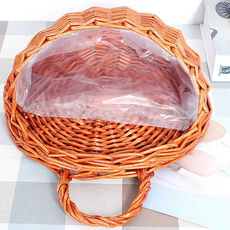 

Household Storage Basket Pot Hanging Wicker Basket Home Decor Planter Natural Rural Woven Storage Basket Pot Garden Flower Vase