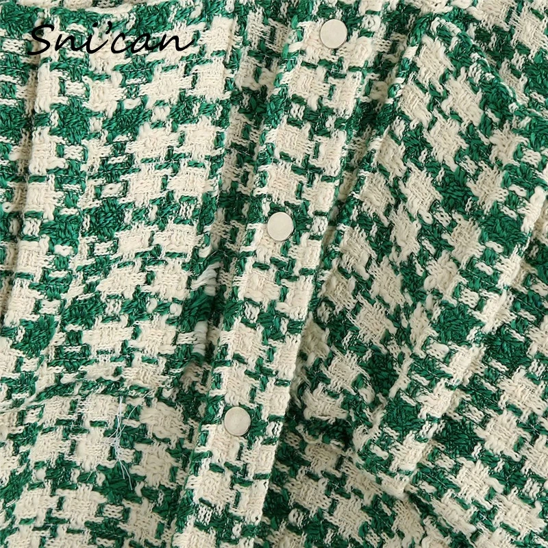 

Snican women winter coat fashion british green plaid tweed jacket autumn abrigo mujer femme veste mujer chaqueta za 2020 Tops