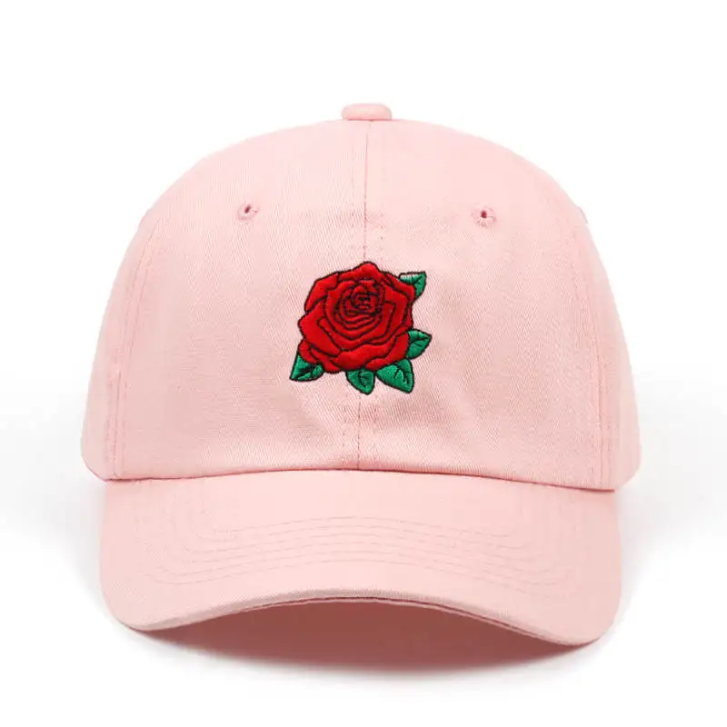 Розовый VORON красная роза бейсболка с цветами Женская хлопковая Snapback Кепка папа шляпа Женская Хип-хоп солнцезащитный козырек летняя солнцезащитная Кепка - Цвет: Розовый