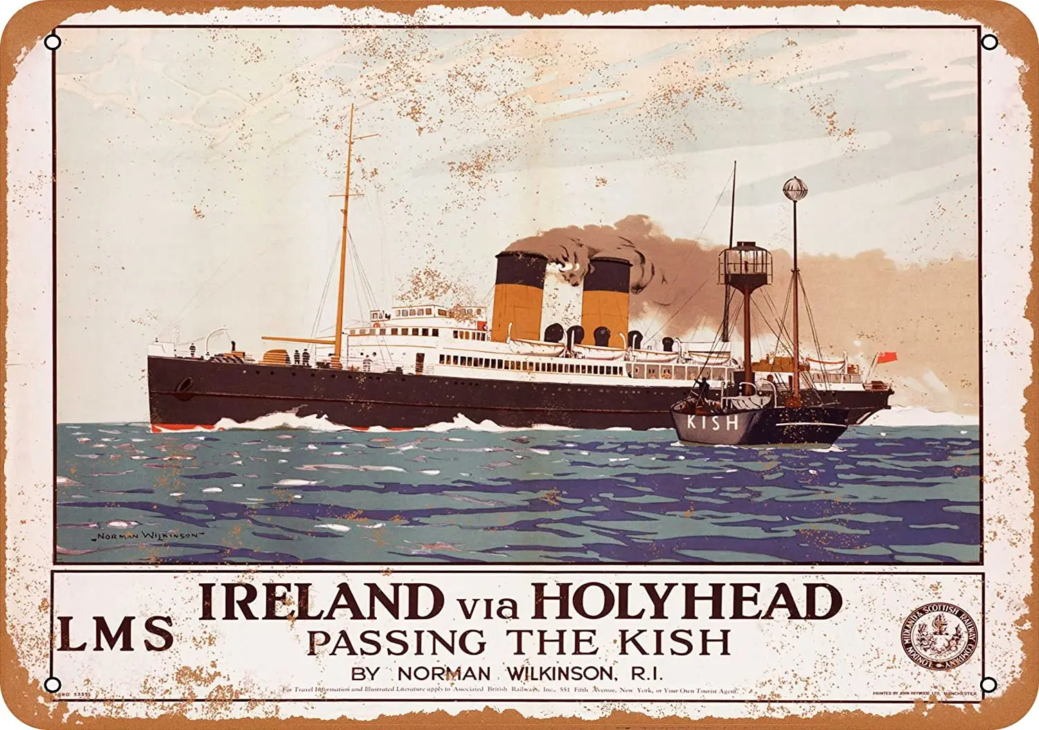 

WallColor 8*12 металлический знак Ирландия via Hollyhead винтажный вид