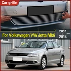 Для Volkswagen VW Jetta Mk6 2011-2014 передний бампер автомобиля из нержавеющей стали Нижняя Центральная сетка решетка Стайлинг автомобильной решетки накладки
