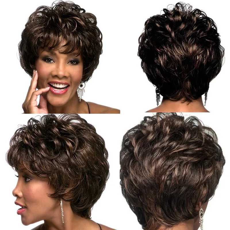 short hair synthetic wigs for black women nature wave wavy curly synthetic wig cheap short ombre wigs free global shipping