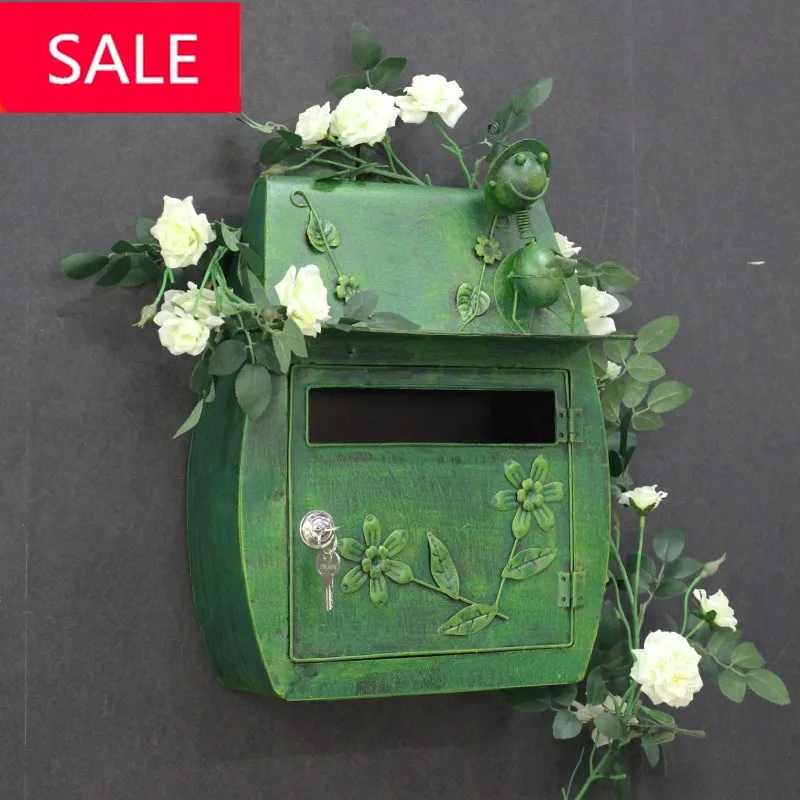 Винтажный Ретро настенный почтовый ящик с ключом замок открытый двор дверь