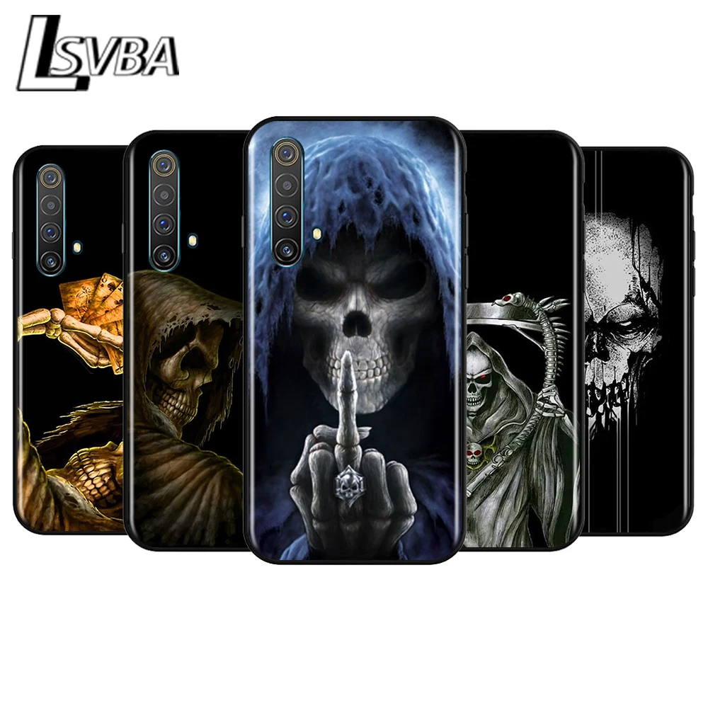 

Grim Reaper Skeleton Skull Shockproof Cover for OPPO Realme7 7i 6 5 3 2 Pro C1 C2 Black Phone Case Shell Soft Fundas Coque Capa