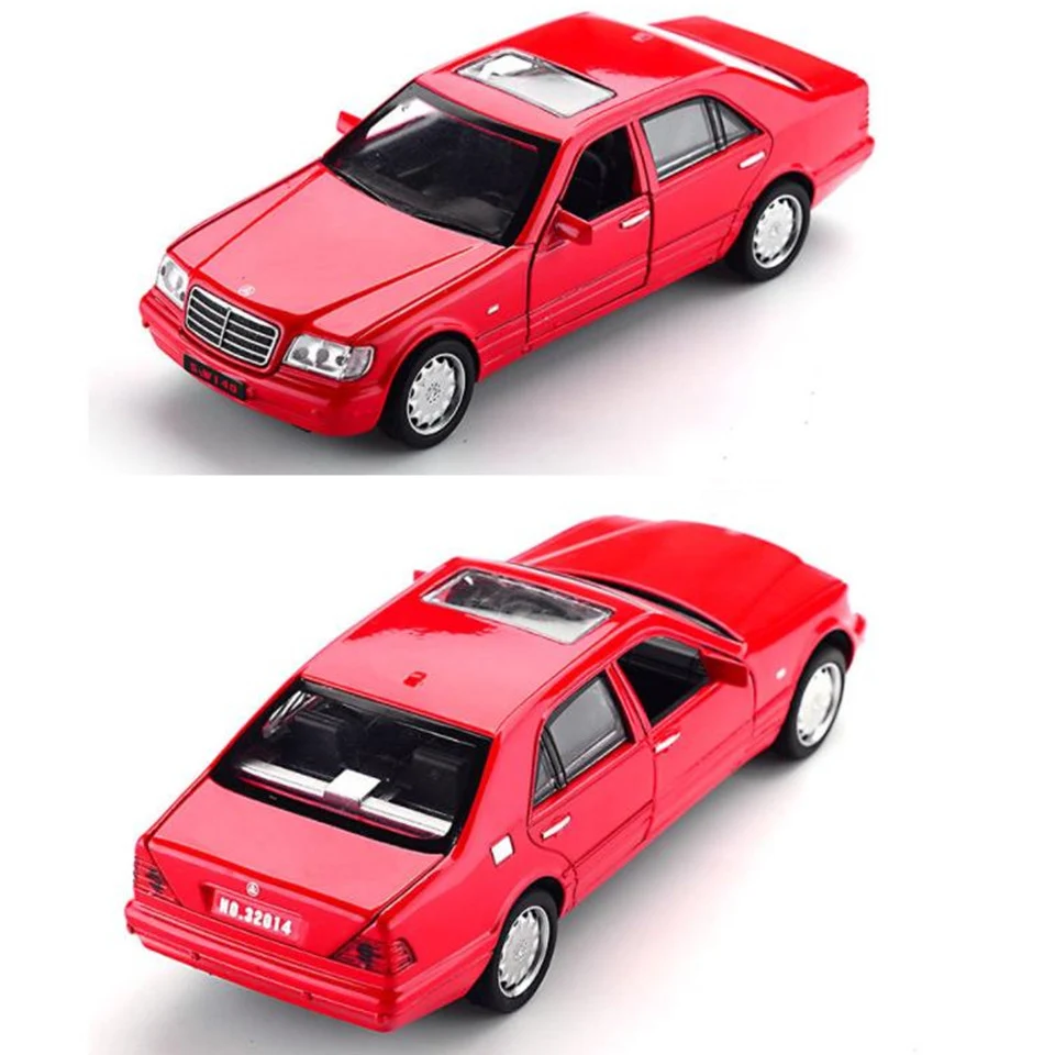 Хит продаж литые под давлением модели автомобиля 1:32 S W140 мигающий светильник