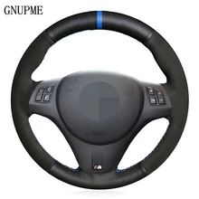 Non-slip Black Genuine Leather Black Suede Car Steering Wheel Cover For BMW M Sport M3 E90 E91 E92 E93 E87 E81 E82 E88