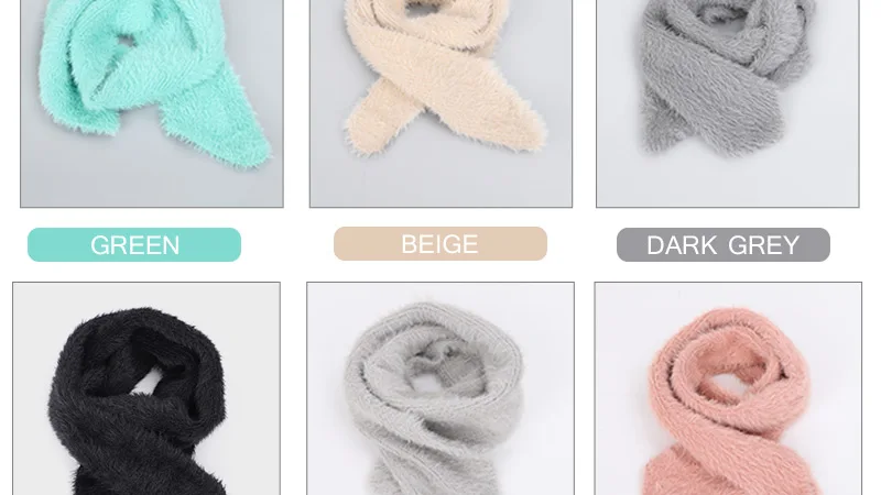 New Angora Mountain Wool Knit Scarf Autumn Winter Children's Solid Color Scarves Boy Girl Soft Baby Luxury Wraps Kids Cape