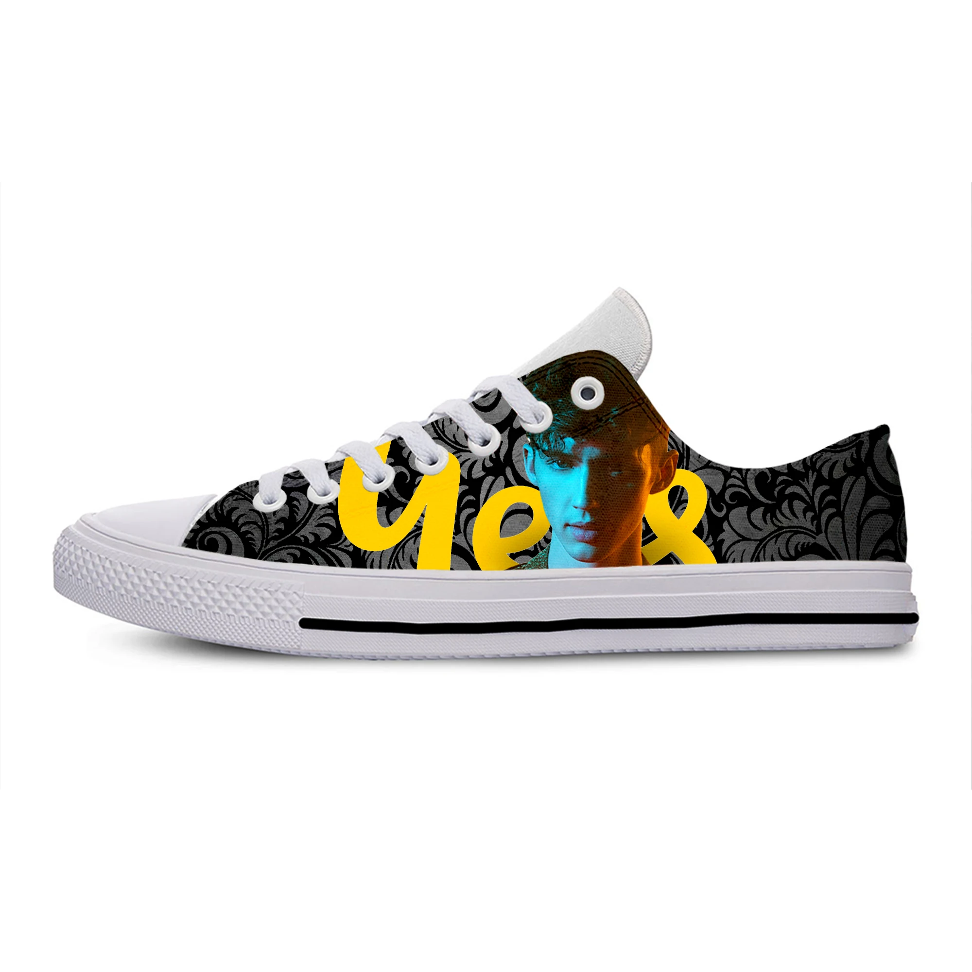 

Troye Sivan 2021 Fashion men Women Vulcanized Shoes Sneakers Lace-up Casual Shoes Breathable Canvas Graffiti Flat