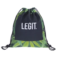 new 3d printed drawstring bag legit green fashion mochila cuerda out door drawstring backpack women men modis string bag girl