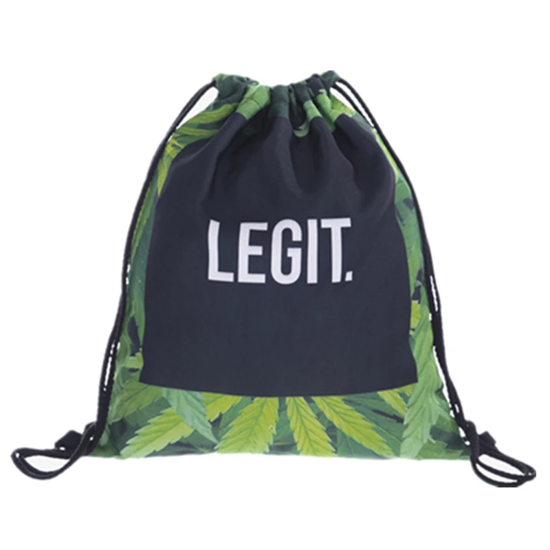 Новый 3D мешок с кулиской принтом законным зеленая модная Mochila Cuerda дома и на