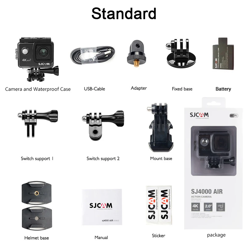 Скидка Экшн-камера SJCAM SJ4000 AIR, Full HD, Allwinner, 4K, 30fps, Wi-Fi, дисплей 2,0 дюйма, Mini 170D, Подводная Водонепроницаемая Спортивная цифровая камера