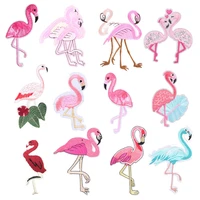 flamingo animal patches for clothing iron on embroidered sewing applique cute on fabric badge diy apparel accessori decoration h