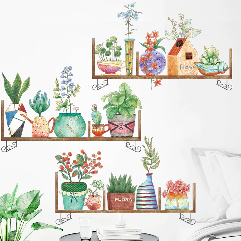 Настенные водонепроницаемые виниловые наклейки Zerolife с изображением растений
