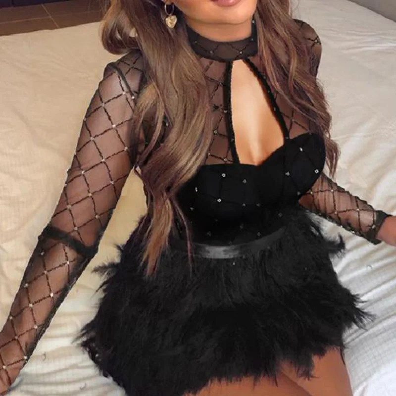 Сексуальные женские платья вечерние Клубные черные обтягивающие ажурные