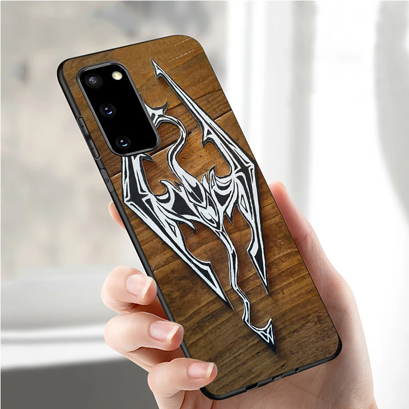 Черный силиконовый чехол Skyrim с логотипом для Samsung S21 S20 A11 S10 S10E S9 S8 Plus Lite Note10 Note20