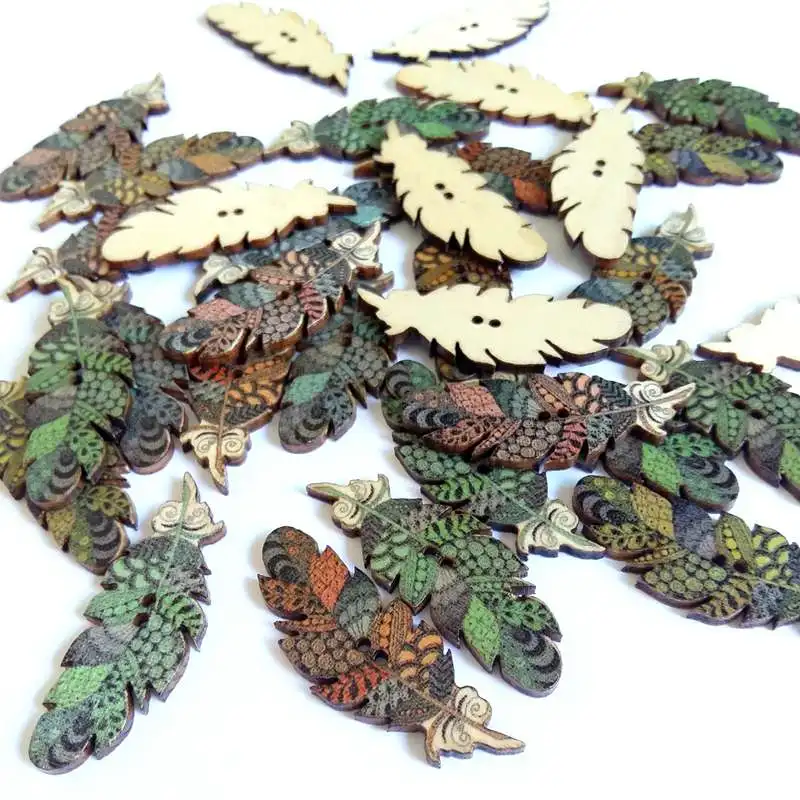 50 шт./упак. перьевые пуговицы с рисунком винтажные фотообои для скрапбукинга