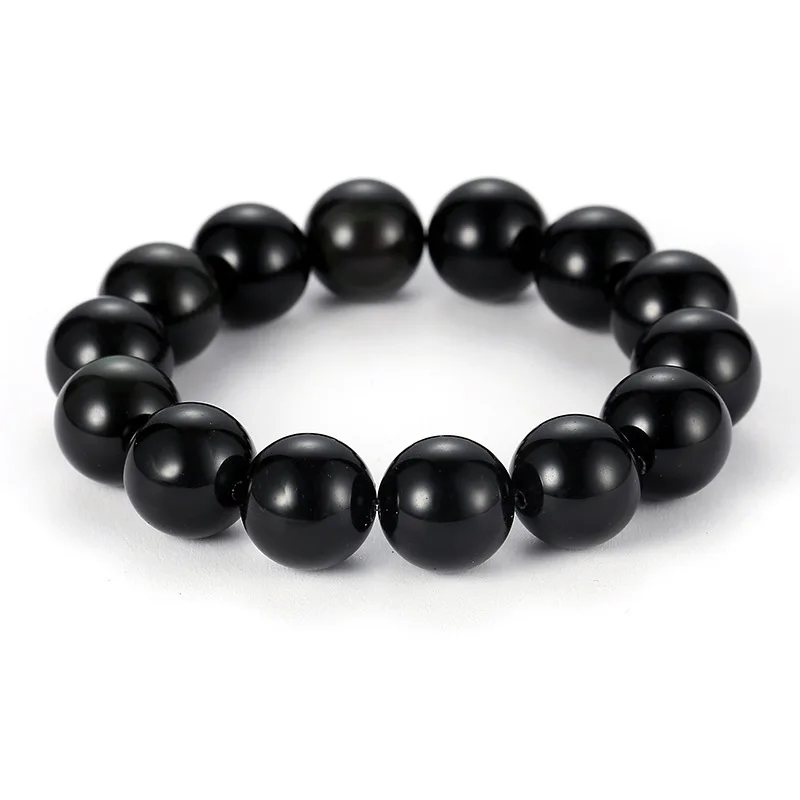 6mm 8mm 10mm 12mm Classic Black Obsidian Bead Bracelet Bangle Men Simple Elastic String Buddha beads Jewelry 2019 Fashion | Украшения и