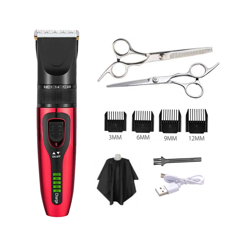

10 Pcs Digital Hair Trimmer Rechargeable Hair Clippers Barber Profesional Full Set Men's Cordless Haircut Hair Cutting Machine