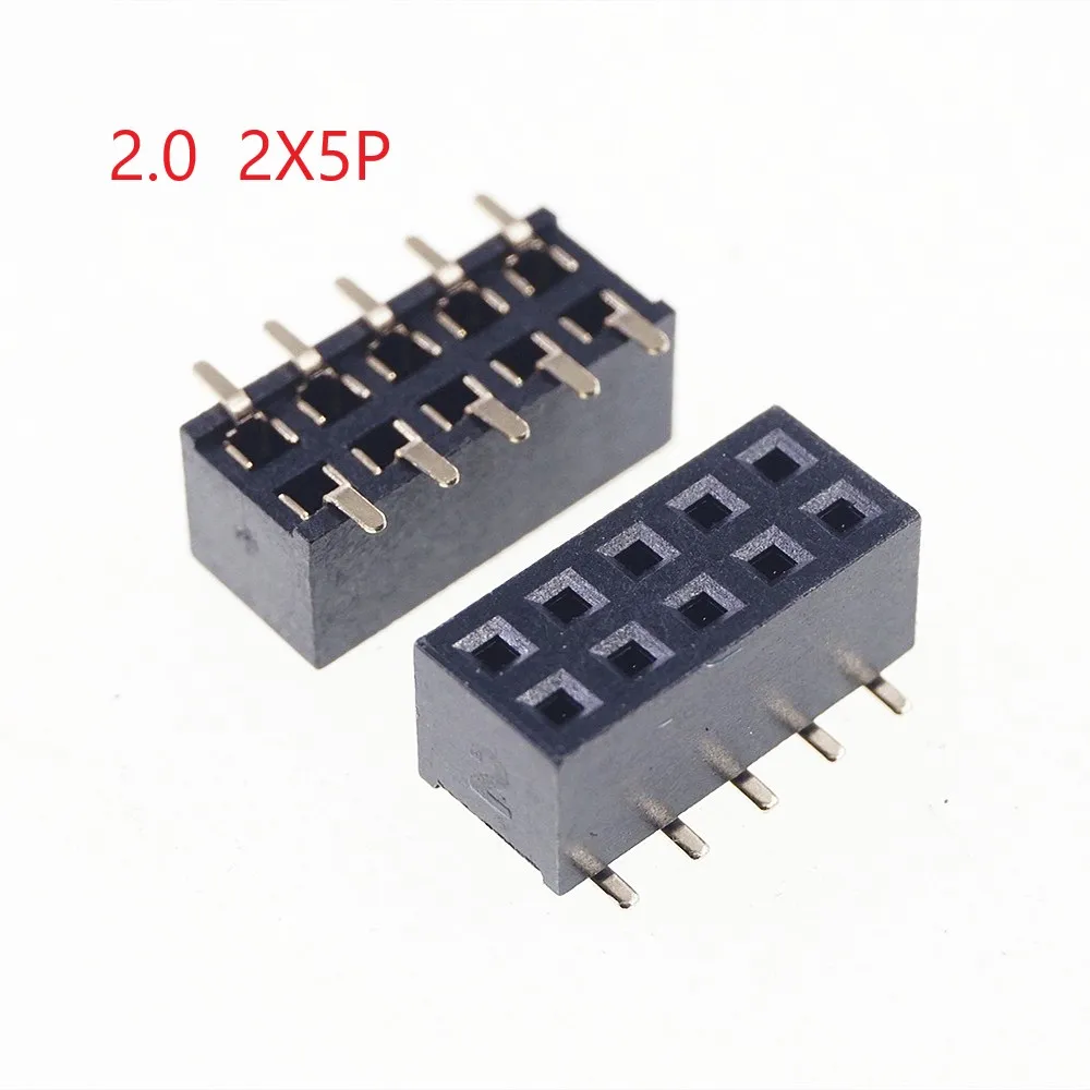 100 шт. 2x5 P 10 Pin 2 0 мм штырьковый штырь женский двухрядный SMT PCB поверхностное