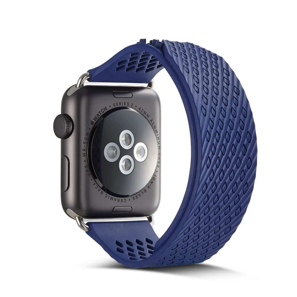 Без пряжки дизайн спортивный силиконовый ремешок для Apple Watch Series 4 3 2 1 мягкий ремешок замена Браслет для iWatch 44mm42mm 40mm38mm